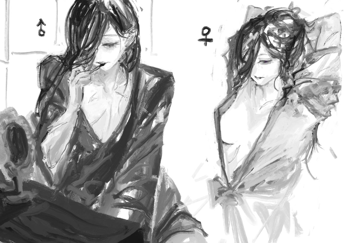 mischan__'s tweet image. #地獄楽ファンアート 
I try to draw male Shija and female Shija.
Both of them are pretty🥹💕