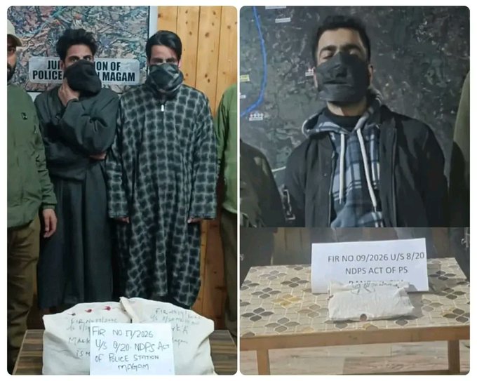 JammuTribune's tweet image. Three #drug peddlers arrested in #Sopore and #Budgam

@SoporePolice

@BudgamPolice