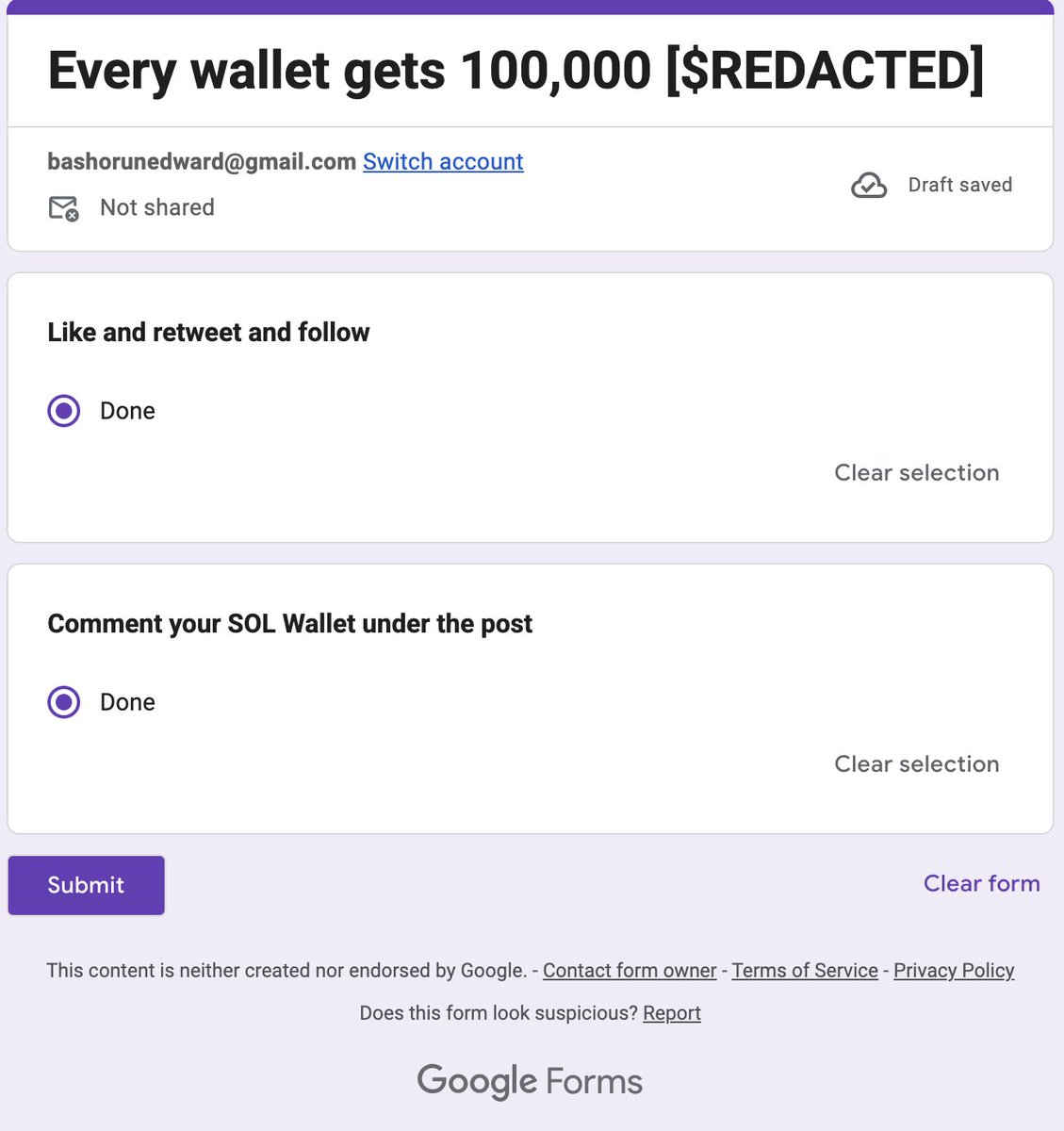 Bro to bro 
Do this now if $100 is not big for you

SeongWoo claim to be launching the biggest memecoin of 2026.

Every wallet gets 100,000 .$REDACTED. token 

•Fill the form below;
docs.google.com/forms/d/e/1FAI…
• Submit Email
• ALSO Drop sol address

Engage with this post;
