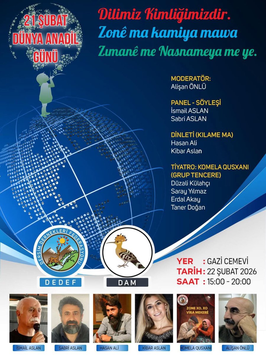 BM / UNESCO, 1999’da kültürel çeşitliliği ve çok dilliliği desteklemek amacıyla, 21 Şubat’ı Uluslararası “Anadili Günü” olarak kabul etmişti. 
Bilindiği gibi birçok dil yok oluyor.
Yok olma tehlikesi altında olan dillerden biri de Kürtçe / KIRMANCCA’dır.