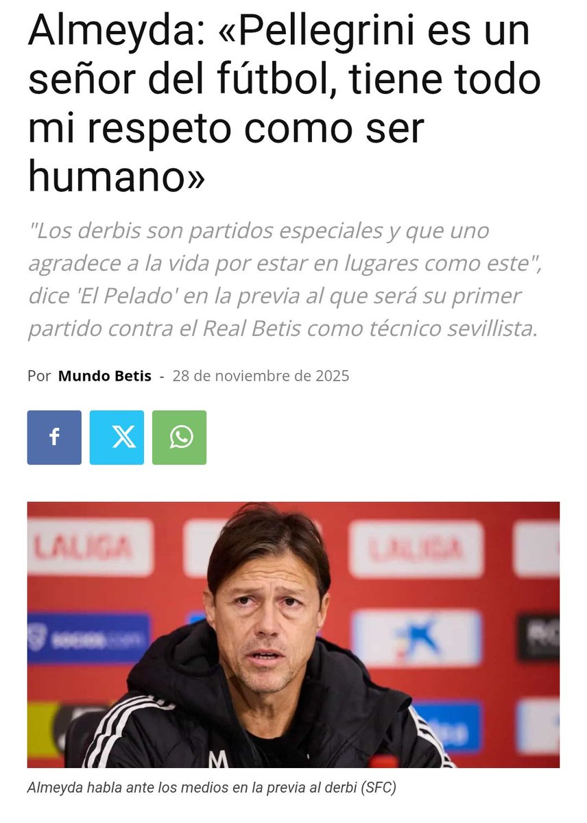 En la previa del derbi sin ir más lejos Almeyda dijo esto.
Y si hubiera sido al revés la sanción seguro habría dicho lo mismo, que es injusta.
Pero tú si no escupes tu veneno no te quedas tranquila para todo el día.