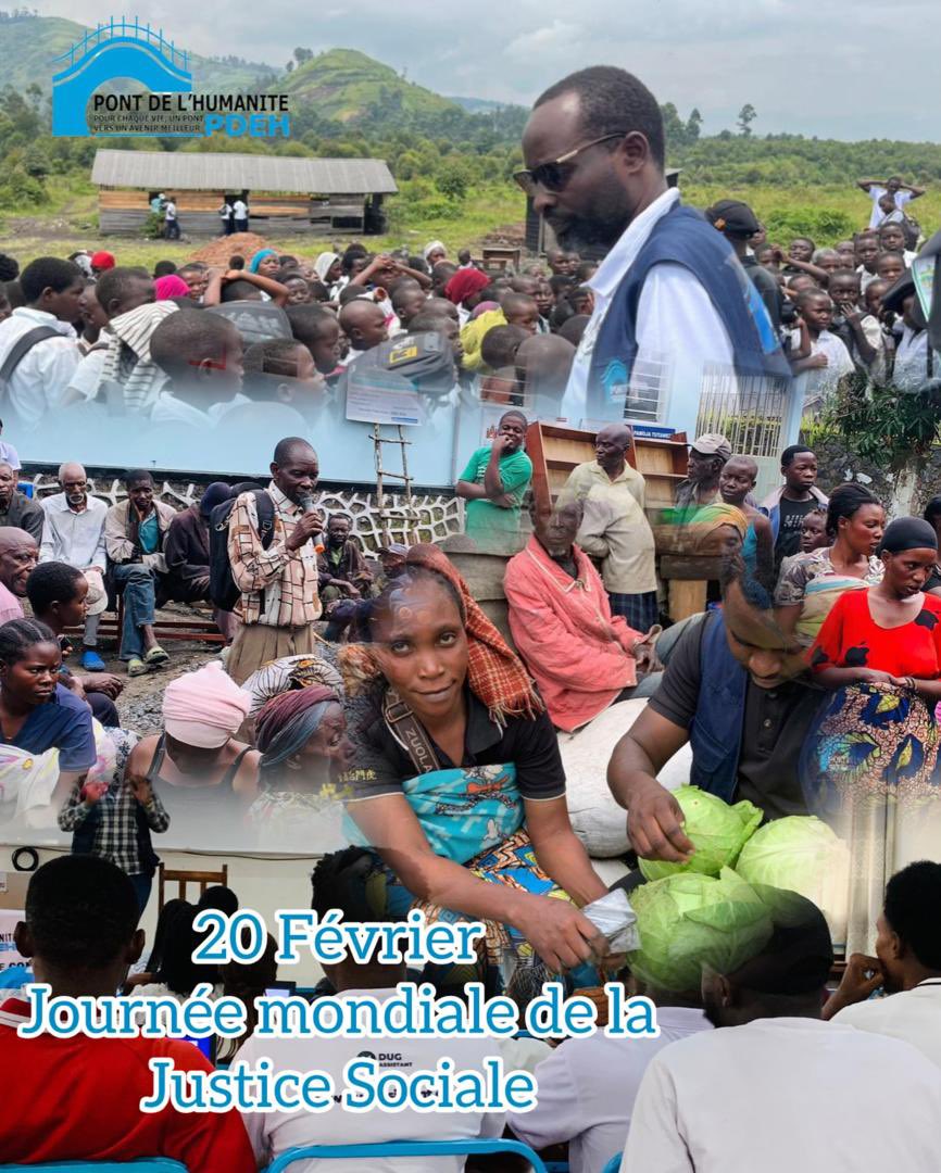 PdehRdc's tweet photo. La justice sociale guide notre action humanitaire : 
Ce 20 Février #PDEH appelle à l’équité, dignité et solidarité pour tous et réaffirme son engagement pour une paix durable et inclusive . Ne laisser personne de côté. #JusticeSociale #DroitsHumains #RDC #NordKivu https://t.co/VYPkN3baN2