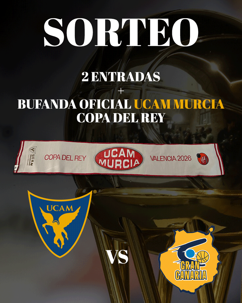 🏀 SORTEAZO 🏀

Nos venimos arriba en modo #CopadelRey y lo celebramos como se merece:

🎟️2 entradas <a href="/UCAMMurcia/">UCAM Murcia</a>-<a href="/GranCanariaCB/">Dreamland Gran Canaria</a> (14 de marzo)
🏀Bufanda oficial

¿Cómo participar?

✅Síguenos
🔁Comparte (RT) este tuit
💬Responde con tu marcador para esta noche y el MVP del partido