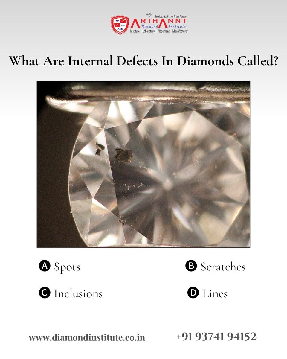 arihantdiamondi's tweet image. 💎 What are internal defects in diamonds called?

A) Spots
B) Scratches
C) Inclusions
D) Lines
Comment your answer below 👇 and test your diamond knowledge!
#DiamondQuiz #Gemology #DiamondLearning #ADI
