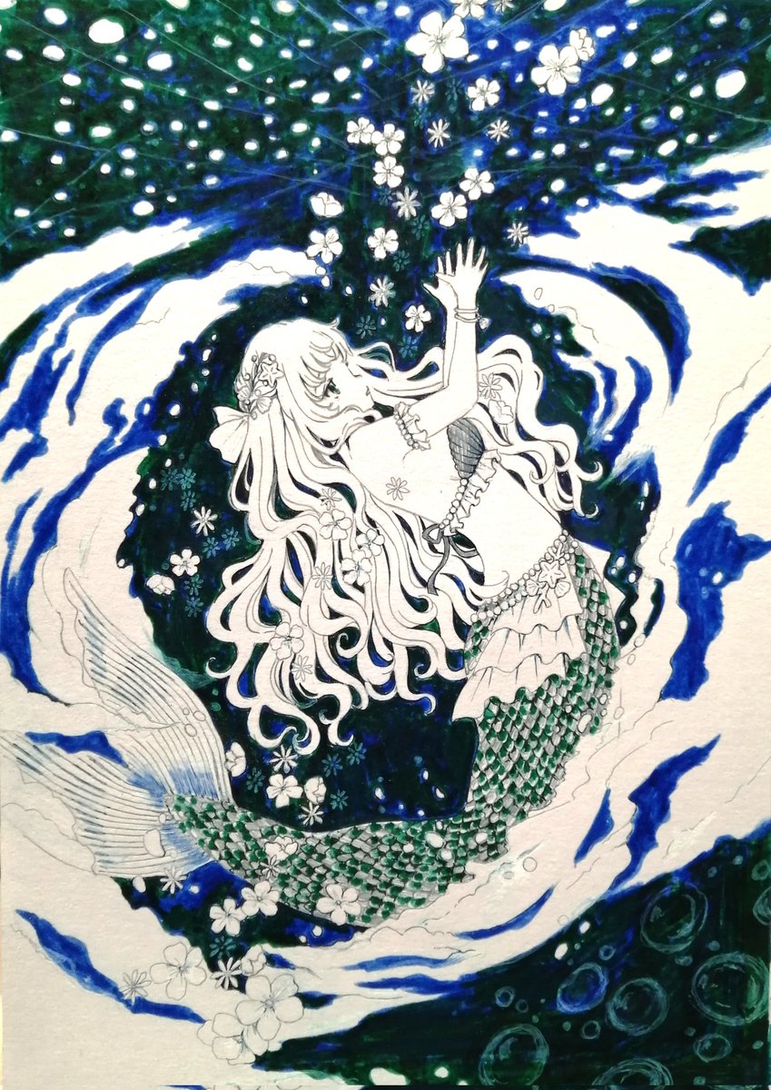 2022年2月の人魚 二枚目です #アナログ絵