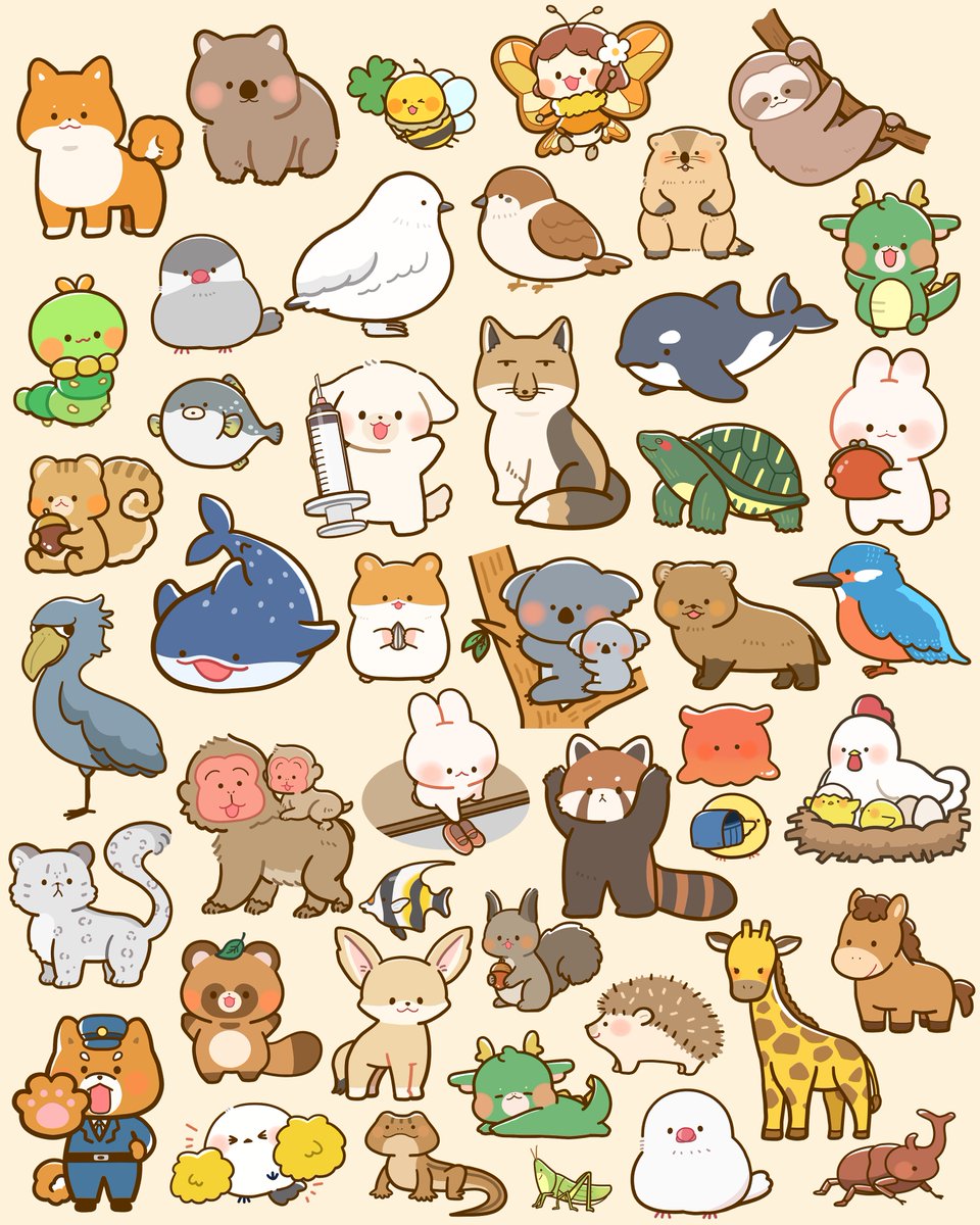 「#私はこういう絵を描いています もふっと元気などうぶつたち」|フタバ ｜北海道のイラストレーター・漫画家🎨お仕事募集中のイラスト