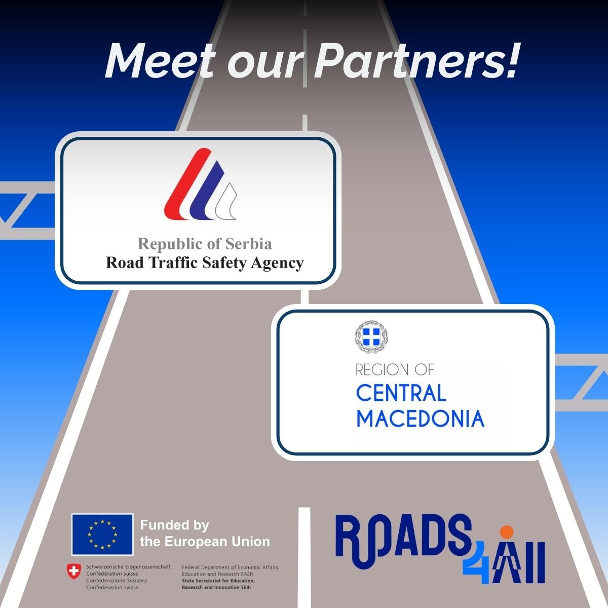 💥 Meet the partners | Roads4All

🏛 RCM (Greece) - traffic safety strategy &amp; policy; leads the Greek #LivingRoad.
🚦 RTSA (Serbia) - road safety regulation &amp; stakeholder engagement.

Strengthening policy, regulation &amp; real-world impact.

#Roads4All #HorizonEurope #RoadSafety