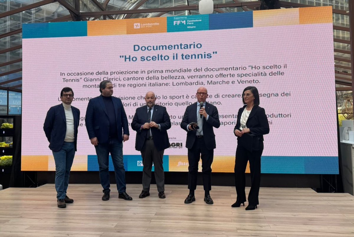 Copagri's tweet photo. #Agroalimentare: le eccellenze di #Lombardia, #Marche e #Veneto protagoniste grazie alla #Copagri alla prima del docufilm "Ho scelto il tennis. Gianni Clerici, cantore della bellezza", svoltasi a Casa Lombardia per ricordare il giornalista, scrittore e storico del #tennis. https://t.co/Y83tQ6T2VA