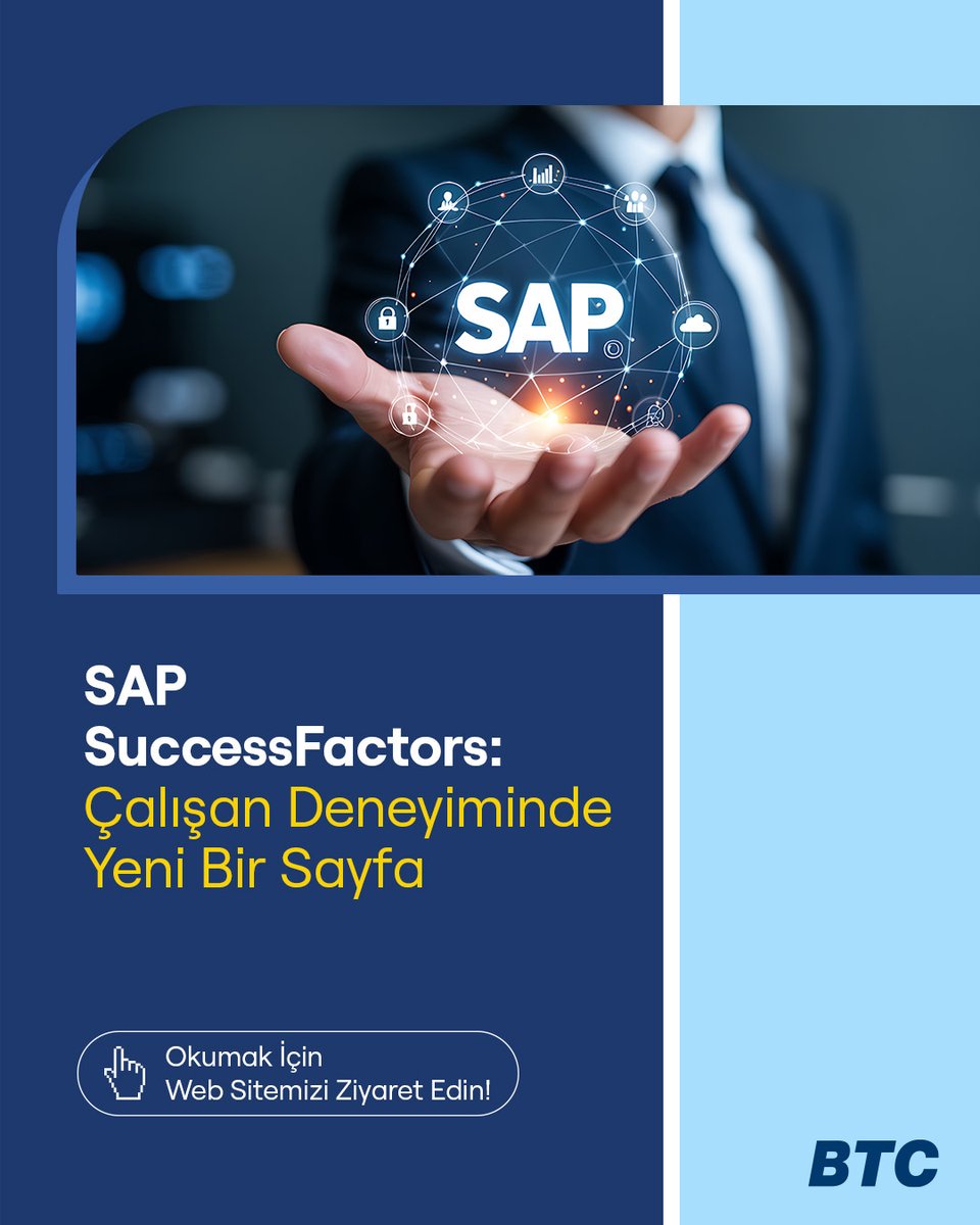 Çalışan deneyimi artık stratejik bir öncelik. SAP SuccessFactors; işe alımdan performans ve bağlılığa kadar İK süreçlerini uçtan uca dijitalleştirir. Çalışanı dinler, içgörü üretir ve deneyimi ölçülebilir kılar. 

Blog 👉 btc-ag.com.tr/Kurumsal/Kayna…