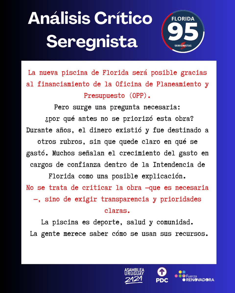 La reconstrucción del centro acuático de Florida será posible gracias al financiamiento de la Oficina de Planeamiento y Presupuesto (OPP), que destinó los recursos para hacer realidad una obra muy esperada por la comunidad.