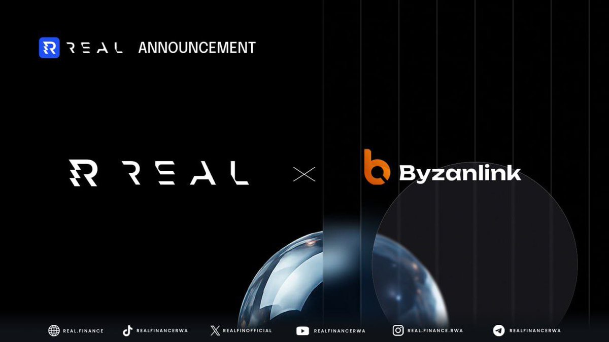 RealFinOfficial's tweet photo. 🤝 Partnership Announcement: REAL Finance × @byzanlink 

We’re excited to announce the official partnership between REAL Finance and Byzanlink to collaborate on the future of tokenized real-world assets.

✅ Byzanlink and REAL will work together on enabling issuance and lifecycle management of RWAs on REAL’s Layer-1 infrastructure as it becomes available.

✅ The partnership will explore REAL as an execution environment for Byzanlink-issued assets, while preserving optionality for issuers and asset owners.

✅ Both teams will align on ecosystem opportunities, institutional introductions, and relevant deal flow that can benefit both platforms.

✅ The collaboration also includes exploration of advanced RWA product paths such as whitelisting, collateralization, and other native financial primitives.

✅ REAL Finance contributes the Layer-1 infrastructure for native RWA issuance and execution.

✅ Byzanlink contributes tokenization, issuance workflows, market access, and issuer-facing structuring.

This partnership marks another step toward building institutional-grade on-chain finance infrastructure.

More updates soon. 💠

Quick Links: 
Website: https://t.co/3qtJe5m6QA
Telegram: https://t.co/t4PuMHd4t6
Discord: https://t.co/5B79ZFCkYS
LinkedIn: https://t.co/1NGuUDA5bI