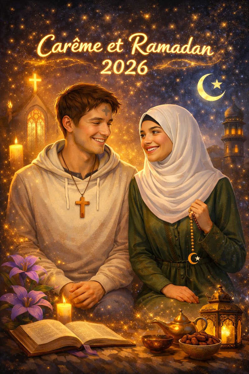 En 2026, #Carême et #Ramadan commencent à un jour près.

Deux traditions, un même mouvement : jeûner, prier, partager, se recentrer sur l’essentiel.

Au-delà des différences, une quête commune du Bien et de la lumière.
Ce qui nous unit est plus fort. ✨