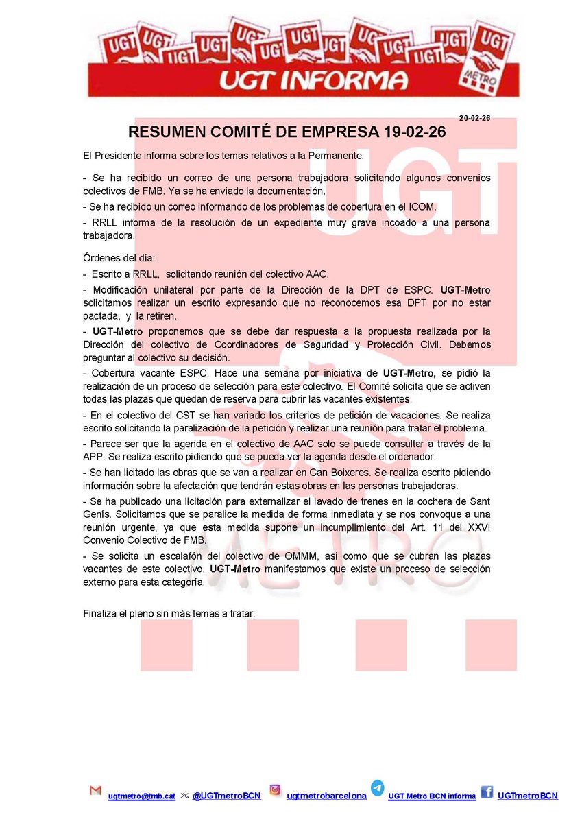 UGT Metro Barcelona tweet media
