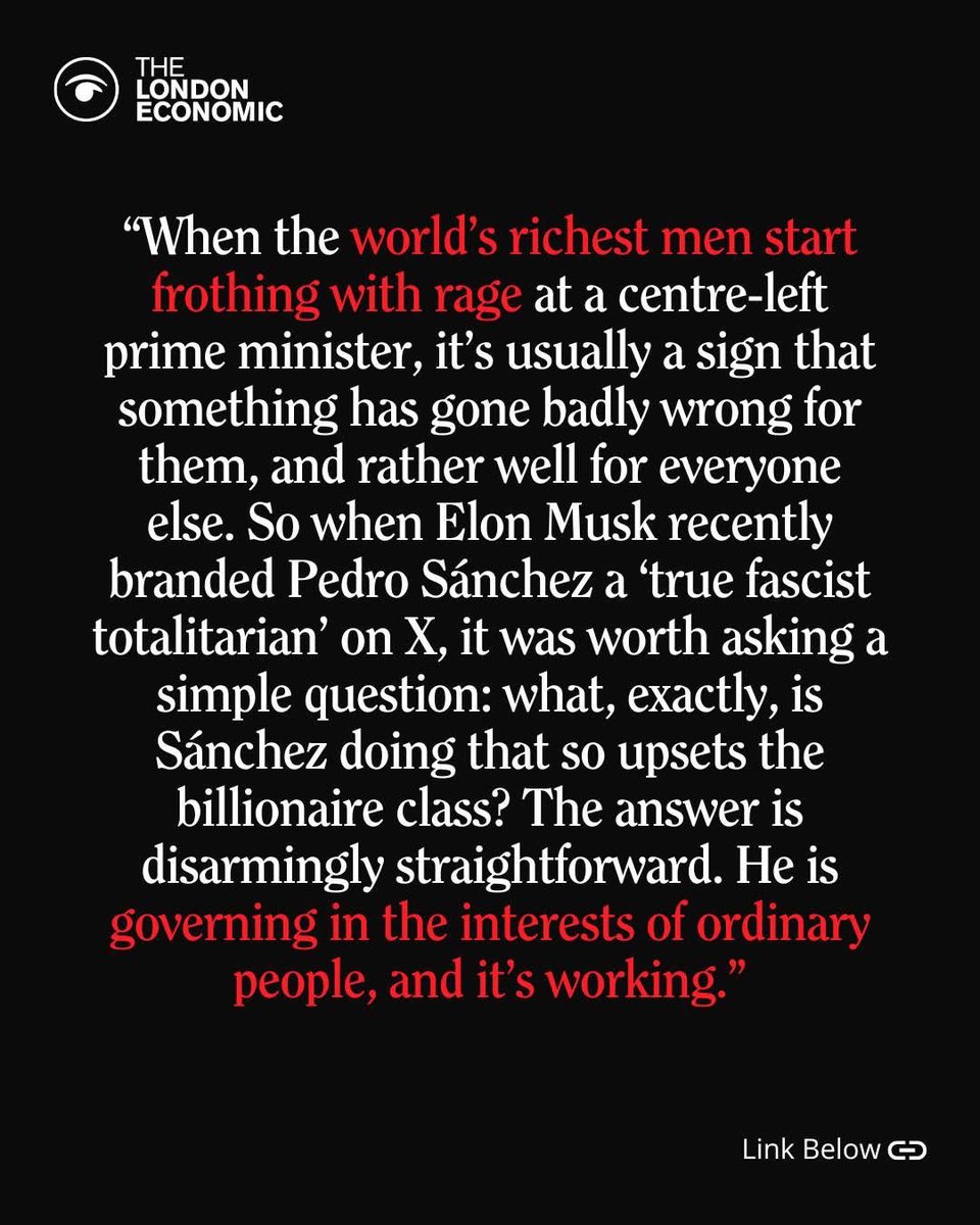 martindvz's tweet image. The tax avoiding billionaires and Epstein paedophiles do not like Spain’s PM or Britain’s PM.

So the billionaire controlled newspapers - foreign and foreign based - and corrupt media BBC are attacking them both.
