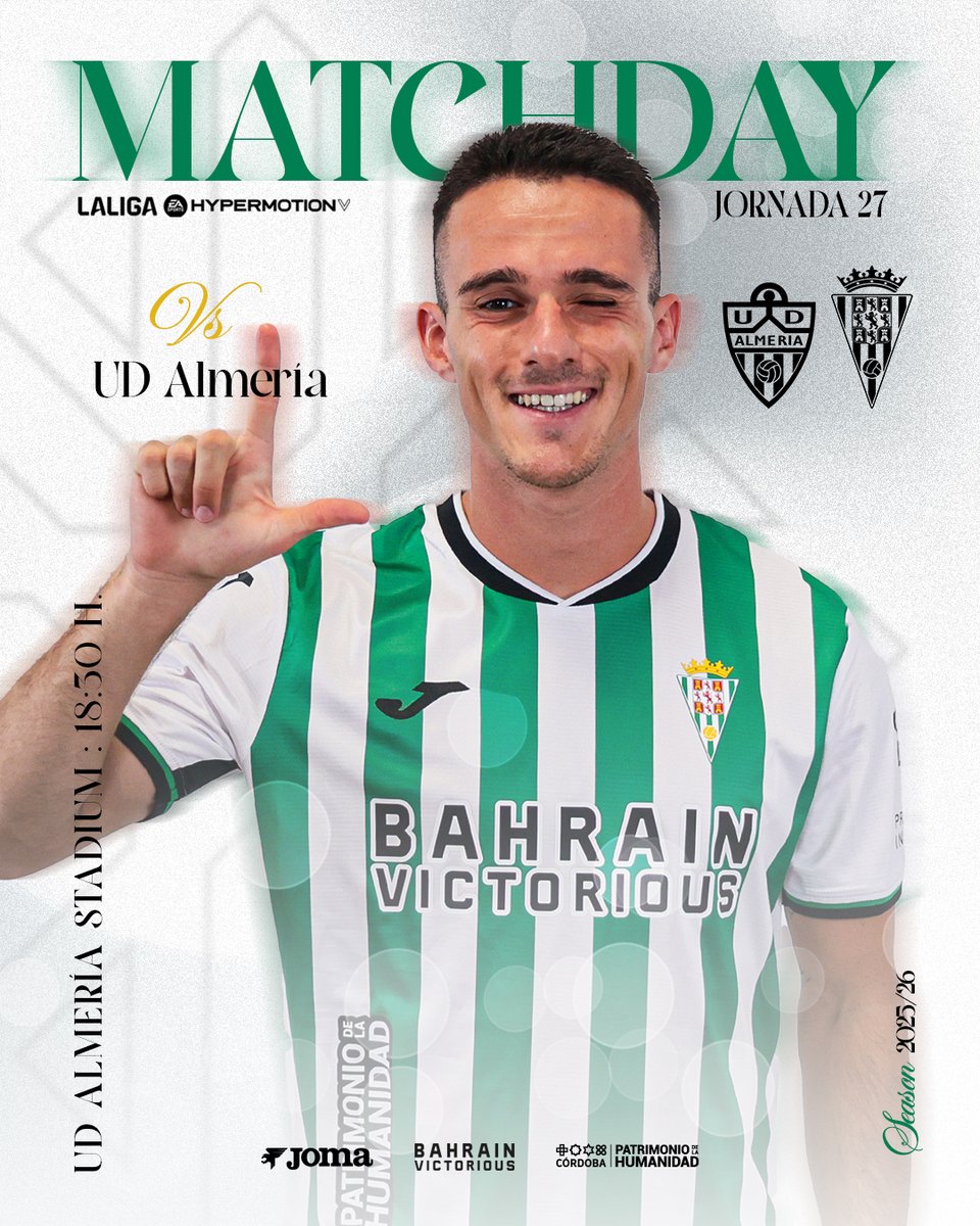 ⚽️𝐌𝐀𝐓𝐂𝐇𝐃𝐀𝐘 💚😀
 
🆚 <a href="/U_D_Almeria/">UD Almería</a> 
📈 J.27  #LaLigaHypermotion 
⏰ 18:30 h
🏟️ UD Almería Stadium
📺 #LaLigaHypermotionTV  

#️⃣ #AlmeríaCórdoba