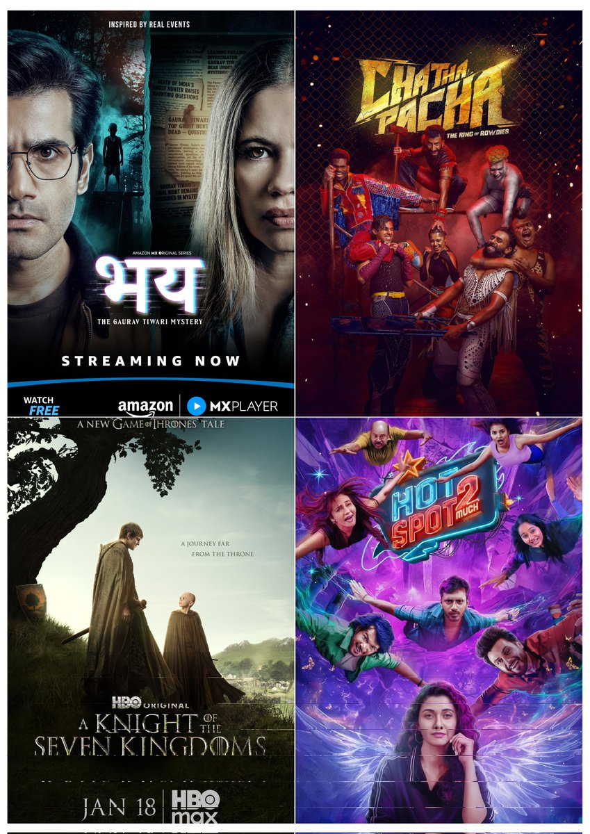rajmohan2blue's tweet photo. My Weekend Watchlist 🤘 

#Hotspot2Much #ChathaPacha #TheKnightOfTheSevenKingdoms 
#Bhay https://t.co/D1Co0wFWEr