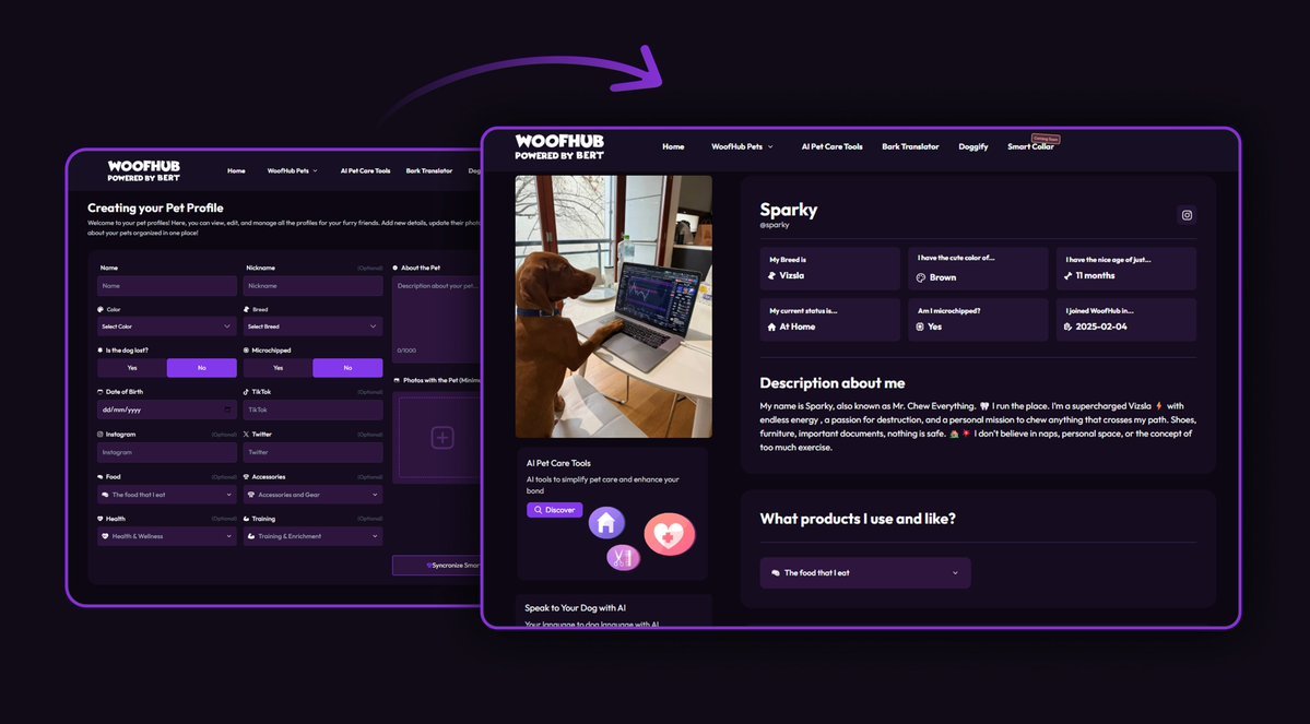 We’re building the social media for pets on Woofhub.  

Create a profile for your furry friend, share their story, and explore tools that make caring for them easier and way more fun.

👉 woofhub.com