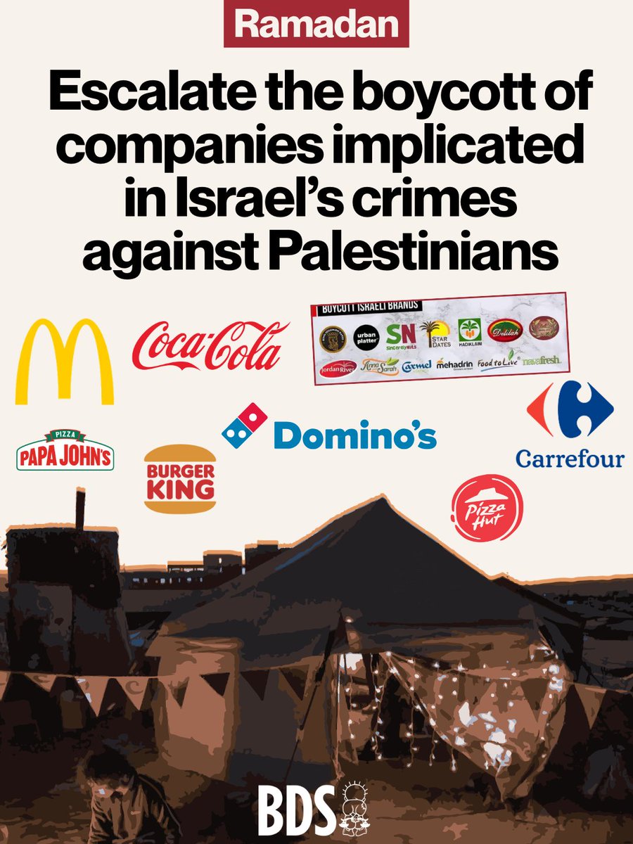 As millions worldwide break their fasts during Ramadan, escalate the boycott of companies implicated in Israel’s crimes against Palestinians.