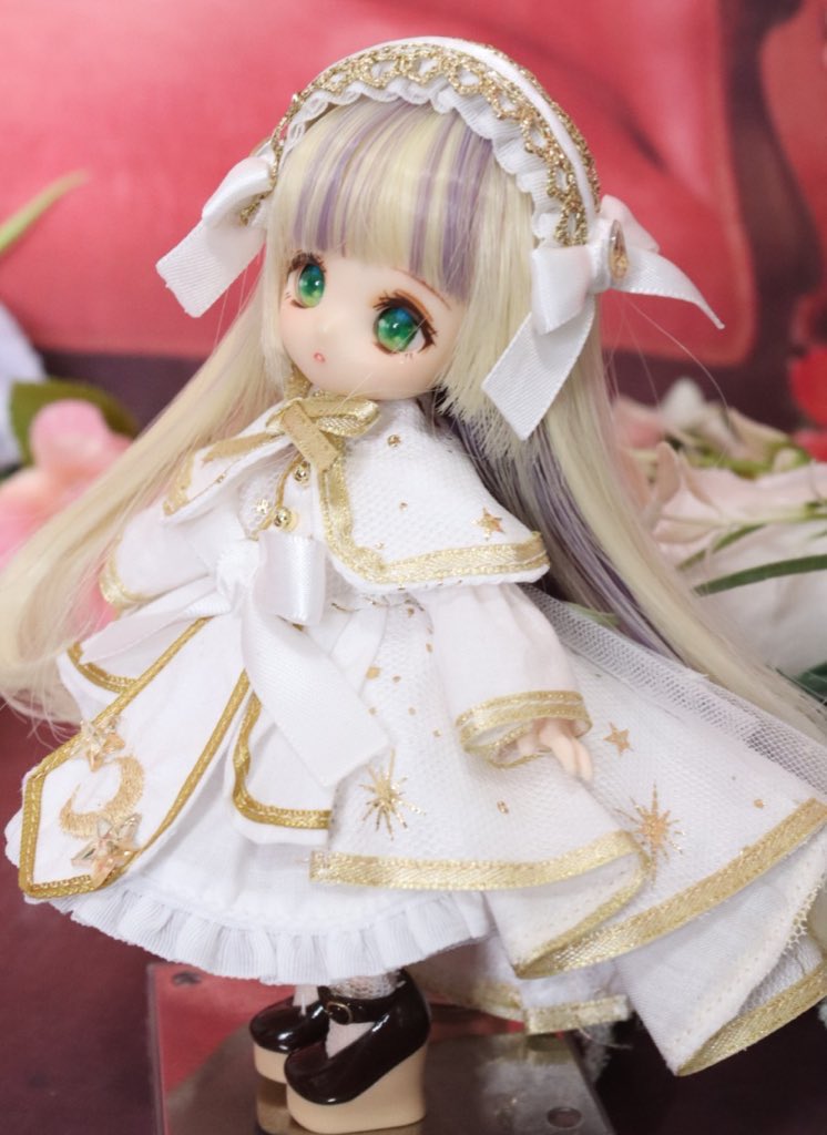 あのめ洋裁店×姫りんご】オビツ11サイズ ロングドレス×4インチウィッグ