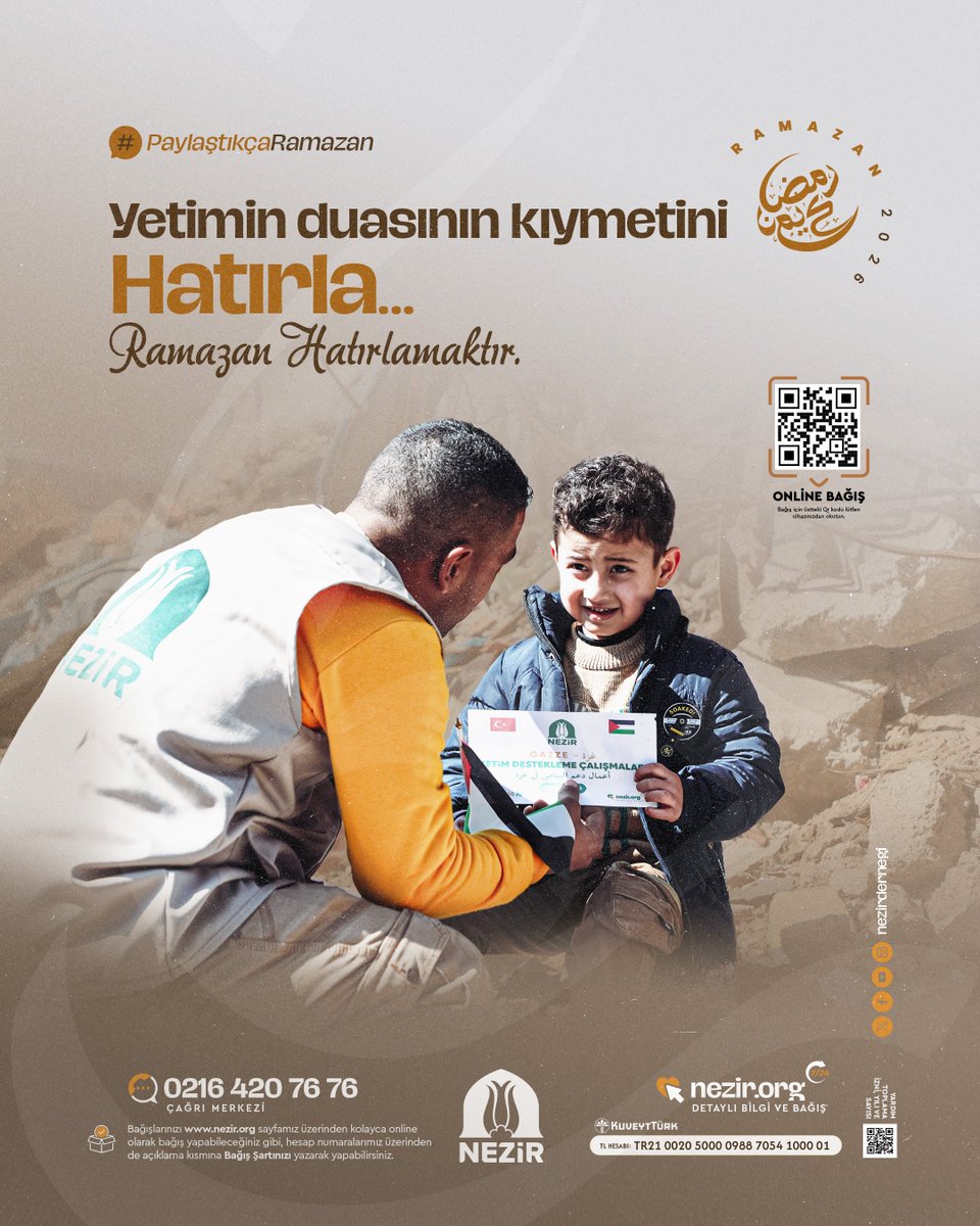 NezirDernegi's tweet photo. 🔸 Yetimin duasının kıymetini hatırla…

🌙 Ramazan Hatırlamaktır.

🌐 Online Bağış: https://t.co/stuoHK8aeg

☎ | 💬 0216 420 76 76

#Nezir https://t.co/ZNRuVvFgB7