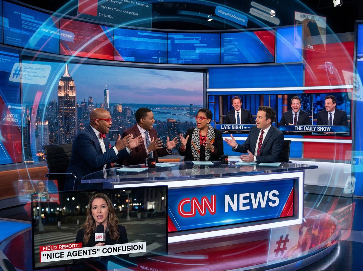 CNN panelists debating it.
Late night hosts joking about it.
Reporters accidentally saying “NICE agents responded…”

Narrative fuel writes itself.

This isn’t politics.
This is meme velocity.
$NICE
CA: 7fj85y28pKMndm4So66Szkb5GMGfLHFEkwsZdDx2pump
🌐 niceonsol.com -