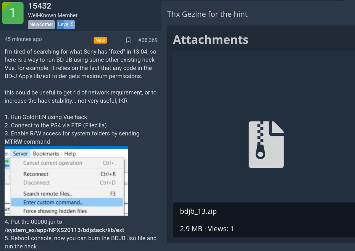 PS4 13.00 BD-JB method by 15432 
gbatemp.net/threads/ps4-ex…