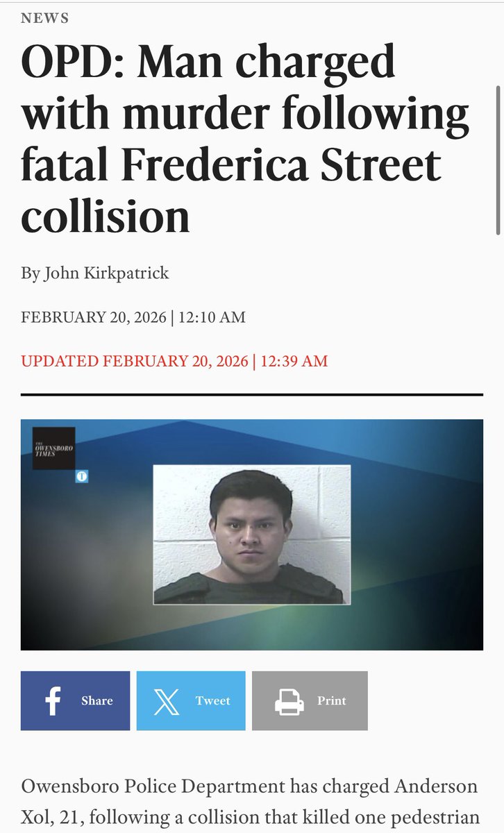 ChetLemond's tweet photo. Undocumented illegal alien with no license drives drunk down a main road in Owensboro, kills a pedestrian, and flees the scene.
When Andy Beshear spouts his pre-approved anti-ICE talking points on his media-darling tour, this is who he’s protecting.

Not you. Not Kentuckians. https://t.co/nlnDHMfNGd