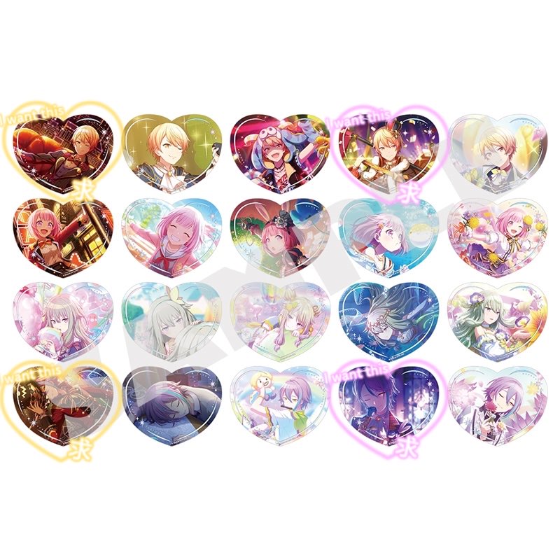 交換】プロセカ プロジェクトセカイ ハート缶 缶バッジ クリアカード