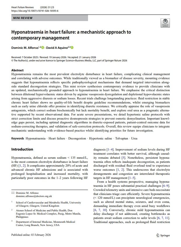 Leo_Santo5's tweet photo. Hiponatremia en Insuficiencia Cardíaca 🫀🧂

🔰📚Heart Failure Reviews 2026

https://t.co/KWyEFO3OKD

Enlace a Artículo Completo👇🏼🆓✅
https://t.co/xumUMHb5Li https://t.co/WbtTiC0M9Z
