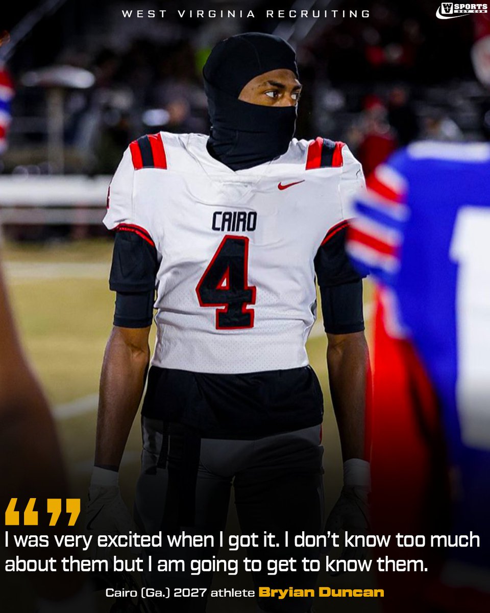 2027 WR Bryian Duncan breaks down his #WVU offer, message from Logan Bradley and what stands out about the Mountaineers as he plans a visit. 

Interview 👉 gowvu.us/gjy
