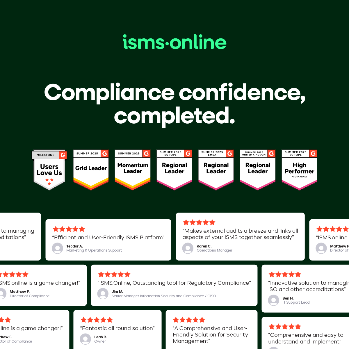 isms_online's tweet photo. Welcome back to High Five Friday! This week's happy customer said, “The best part is how easy it is to use. I can quickly document policies &amp; processes, and link them to other work areas.” Take the platform tour: https://t.co/ML4Rj6QfWL #InfoSec #Compliance #ISO27001 https://t.co/7DP0JoQ4Z4
