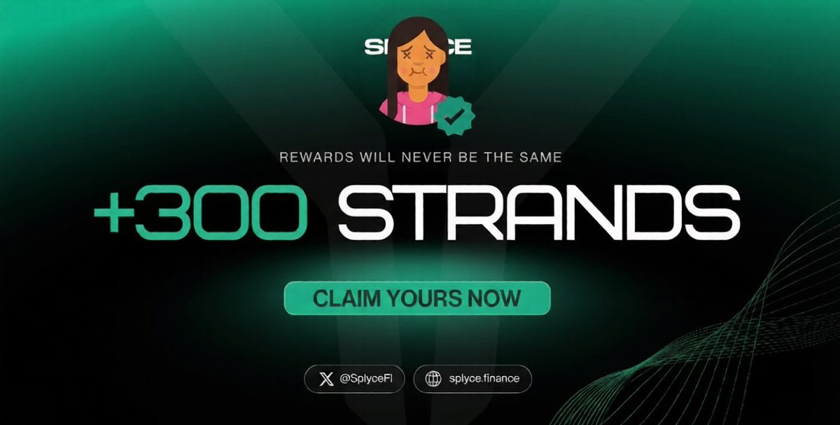 anitayuri24's tweet photo. 300 Strands claimed. 

Real-world yield is coming to Solana with @SplyceFi 

Feels good to be early.

Your turn: https://t.co/leR7GGnzwE
@SplyceFi https://t.co/uvxmydohXi
