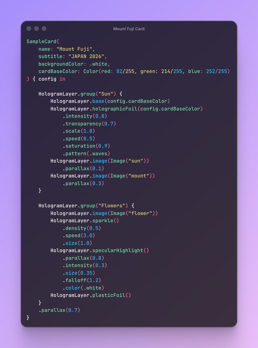 JonyMoney_'s tweet photo. Turning these Swift + Metal card shaders into a framework.
API still in progress, but already testing new materials: plastic foil, holographic foil, metal https://t.co/xxzYUh2JKk