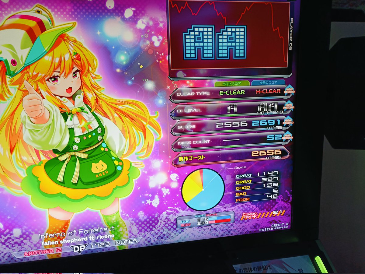 ラスト前うまくいってハードいけた👐