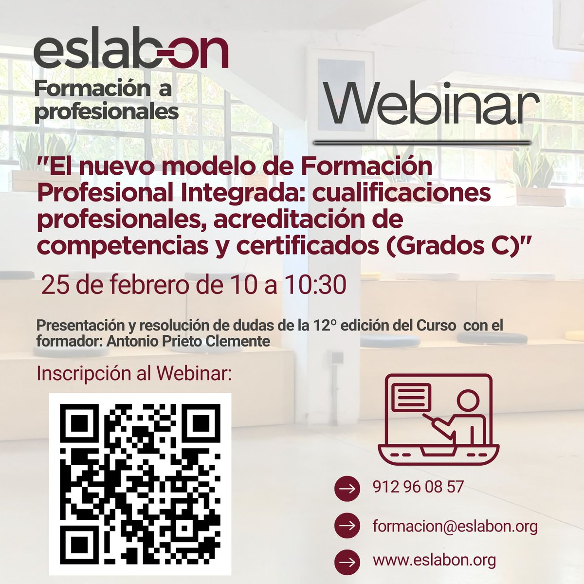⏰ Recordatorio: Webinar gratuito FP Integrada: Grados C y acreditación

🗓 25/02 | 🕙 10:00-10:30 | 📍 Videoconf → Inscribirse: bit.ly/400ymaN

✅ PEAC permanentes
✅ Certificados → Grados “C”
✅ IA para gestionar FP

#FP #GradoC #AcreditaciónCompetencias
