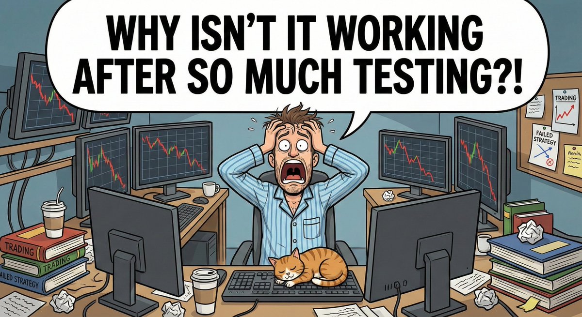 samuraipips358's tweet photo. You tested on a massive sample and it still didn't work.
The reason exists before your very first test trade.

You did not test your strategy.
You ran trades on historical data and liked the results.
That is not the same thing.

Before a single test trade is taken, the structure must already exist.

What exactly is a rule?
Most traders cannot answer this clearly.
They say "I enter when price does this" — but "this" changes depending on the day, the mood, the chart.
If your rule can be interpreted differently each time you look at a chart, it is not a rule.
It is a feeling with a name.

A rule must be defined so precisely that there is only one possible interpretation.
No room for judgment.
No room for "it looked like a setup."
Either the conditions are met or they are not.

If this structure does not exist before testing, you are not testing a system.
You are testing your in-the-moment judgment — and calling it a strategy.

Then there is observation.
How do you look at a chart?
Most traders look at charts differently every day without realizing it.
Monday they focus on one pattern.
Wednesday they notice something else.
Friday they feel something about the overall trend.

If your observation is not repeatable, your entries are not repeatable.
If your entries are not repeatable, your test results are meaningless — because you cannot reproduce them.

Observation must have structure.
The same eyes looking at the same elements in the same order every single time.
Without this, testing is just painting patterns onto history after the fact.

And that leads to the deepest problem.
Curve fitting.

A strategy that was "discovered" by looking at past charts and finding what would have worked is not a strategy.
It is a description of the past disguised as a prediction of the future.

If the process of building your rules allows any room to adjust them based on what you see in historical results, the test is already contaminated.
The results will look perfect.
They will not survive live trading.

This is why so many traders say "it worked in testing but not in real trading."
The test was never clean.
The rules were never independent of the data they were tested on.

The structure that prevents all of this — that defines rules with zero ambiguity, makes observation repeatable, and eliminates curve fitting by design — must exist before you test.

Without it, more testing does not help.
It only gives you more confidence in a broken foundation.

Most traders do not know this structure exists.
They skip straight to testing, get good numbers, and wonder why live trading destroys them.

The answer was never in the test.
It was in what you failed to build before the test.

And despite how critical this is, almost no resource explains it in detail.
Most traders waste enormous amounts of time and money on self-taught testing that was flawed from the start.
So I built one.

The complete blueprint for building that structure is here.

The blueprint [Trading System Architecture]
→ https://t.co/tXIFR0iTdl