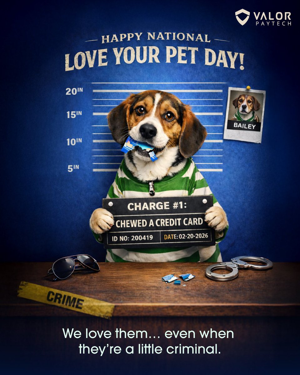 Charge #1: Chewed a credit card. 💳
Sentence: Unlimited cuddles. 🐾

Happy #NationalLoveYourPetDay!
We love them… even when they’re a little criminal. ❤️

#LoveYourPet #PetParents #DogLovers #PetLife