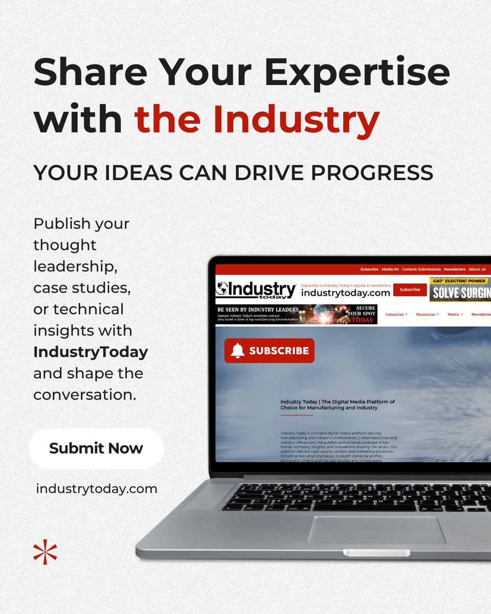 Ind_today's tweet image. Your insight could be the one others learn from.

IndustryToday is always on the lookout for quality contributions: op-eds, case studies, technical deep-dives, and more.

📢 Submit here → industrytoday.com/content-submis…

#ThoughtLeadership #IndustryExperts #ManufacturingInnovation