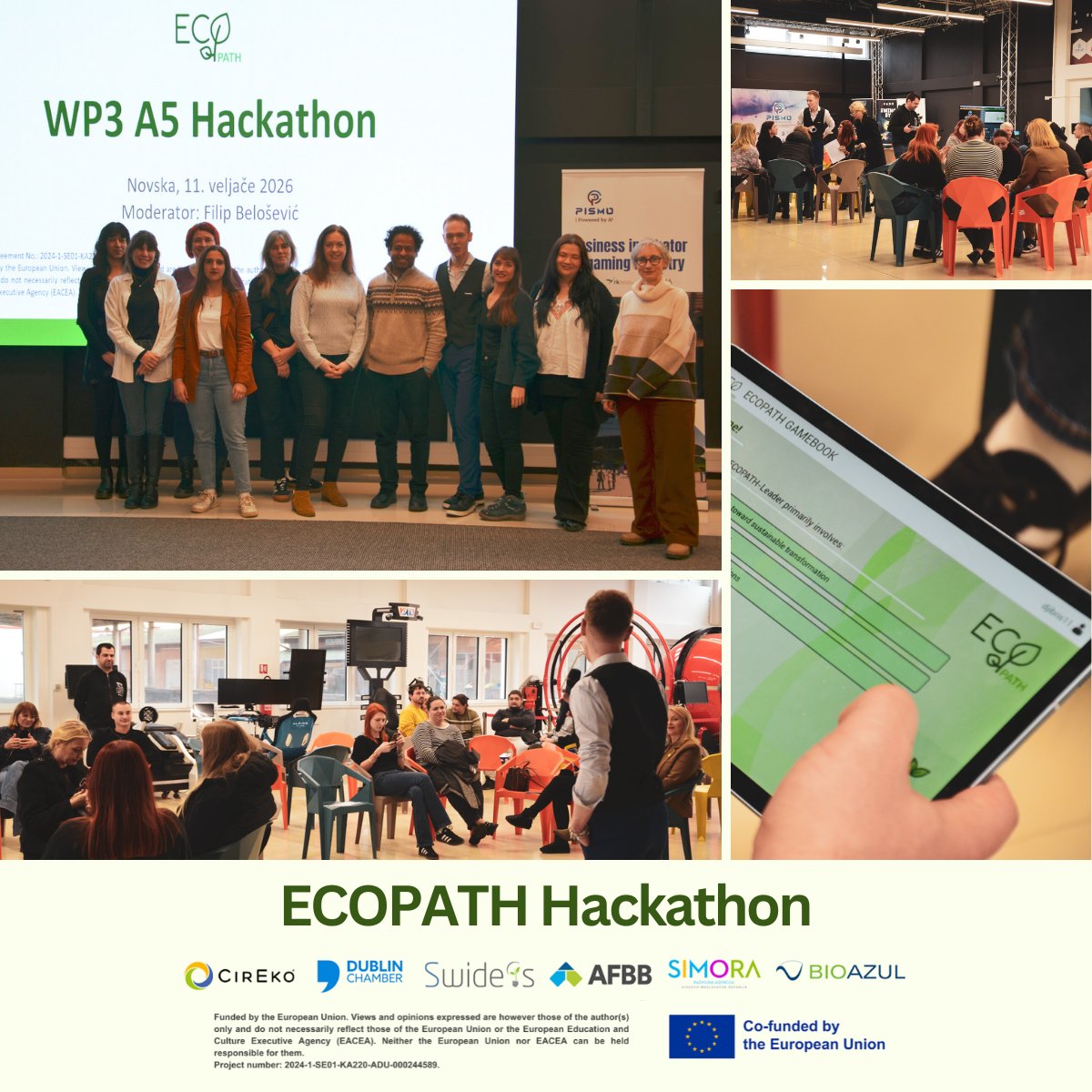 bioazul_spain's tweet photo. 🌍¡#ECOPATH avanza!
En Croacia testamos la 1ª versión del Gamebook sobre #EconomíaCircular y ESG en un Hackathon inspirador.
Nuestras compañeras Sara y Pilar participaron activamente, identificando necesidades reales de las pymes en ESG♻️

Esta primavera llega la formación web.🚀 https://t.co/PVpc0WdwNk