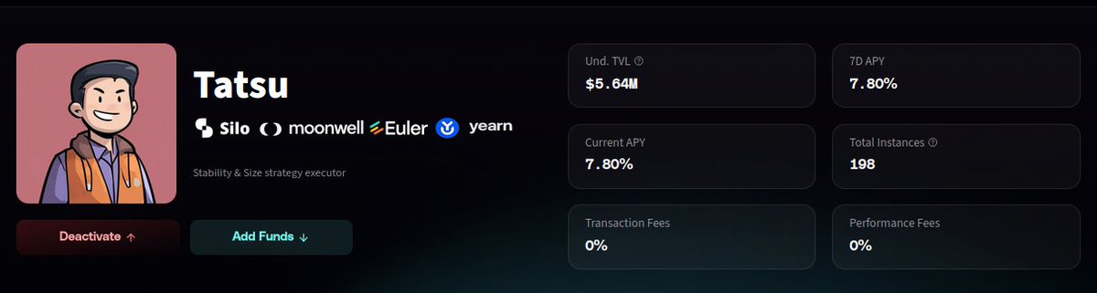 To ensure you select the Agent that suits you best, Stable UP offers several key metrics to guide your decision. Here is a breakdown of what they mean:

Platforms (Morpho, Avantis, Yearn, etc.)
These indicate the vaults the agent utilizes. A diverse list signifies a flexible