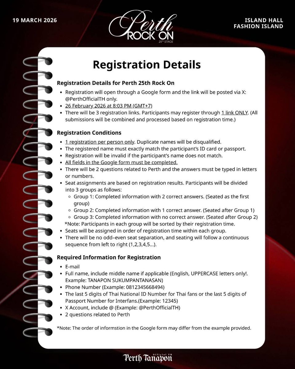 PerthOfficialTH's tweet image. แจ้งรายละเอียดการลงทะเบียน
𝐏𝐞𝐫𝐭𝐡’𝐬 𝟐𝟓𝐭𝐡 𝐑𝐨𝐜𝐤 𝐨𝐧 𝐒𝐭𝐚𝐠𝐞 🎸

โปรดศึกษารายละเอียดให้ครบถ้วนก่อนทำการลงทะเบียน แล้วมาเจอกันวันที่ 26 นะครับ 🤘🏻🖤

หากท่านใดมีข้อสงสัย สามารถคอมเมนต์สอบถามไว้ใต้โพสต์นี้ได้เลยครับ

---------------------
Registration Details: Perth’s