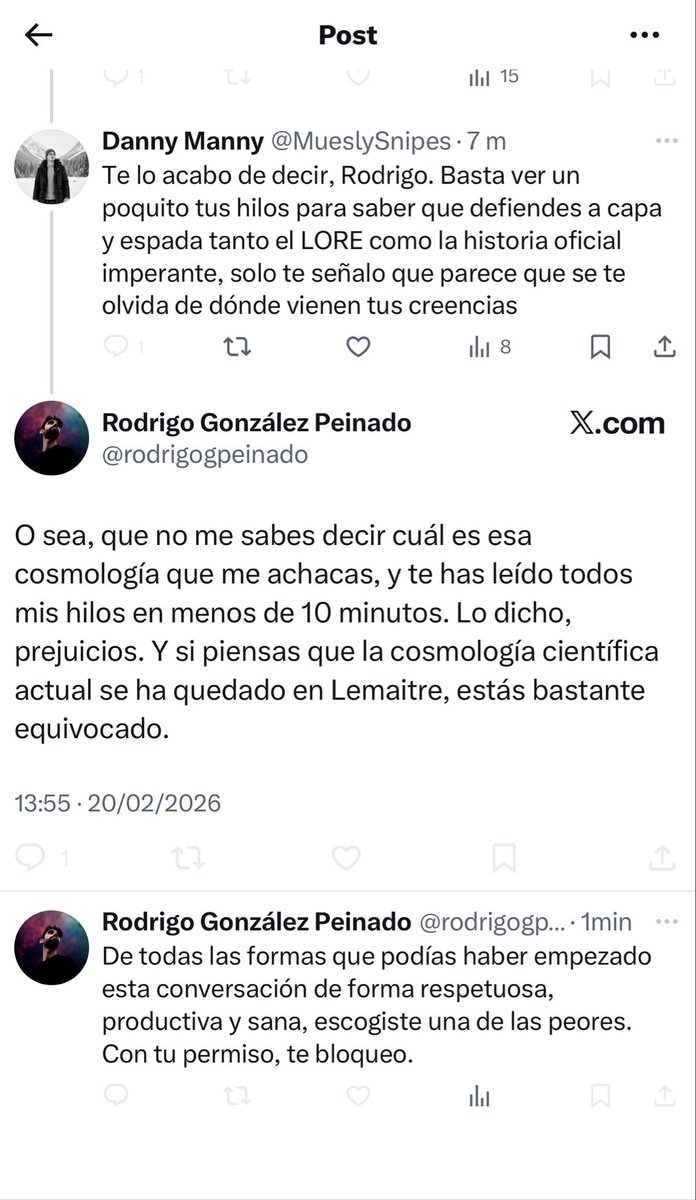 Historia en dos actos:

“podías haber empezado esta conversación de forma respetuosa, productiva y sana, escogiste una de las peores”

Qué sensible es Rodrigo, tremenda disonancia gasta