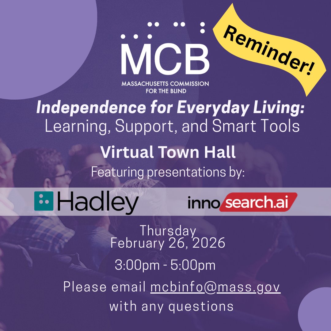 Massachusetts Commission for the Blind (MCB) tweet media