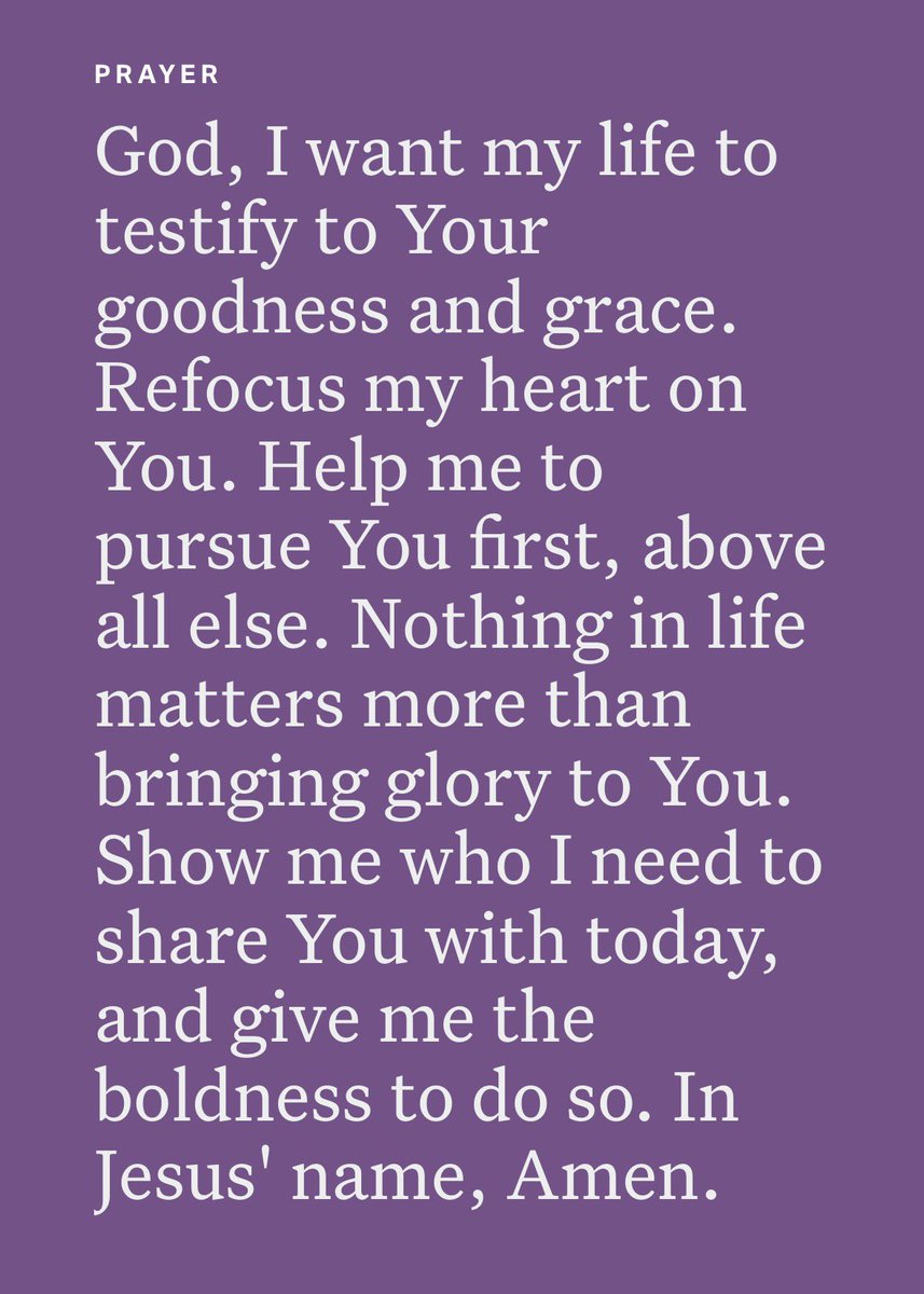 Good morning! Today’s verse comes from Acts 20:24 and it says:
“However, I consider my life worth nothing to me; my only aim is to finish the race and complete the task the Lord Jesus has given me—the task of testifying to the good news of God’s grace.”
Acts 20:24

#verseoftheday