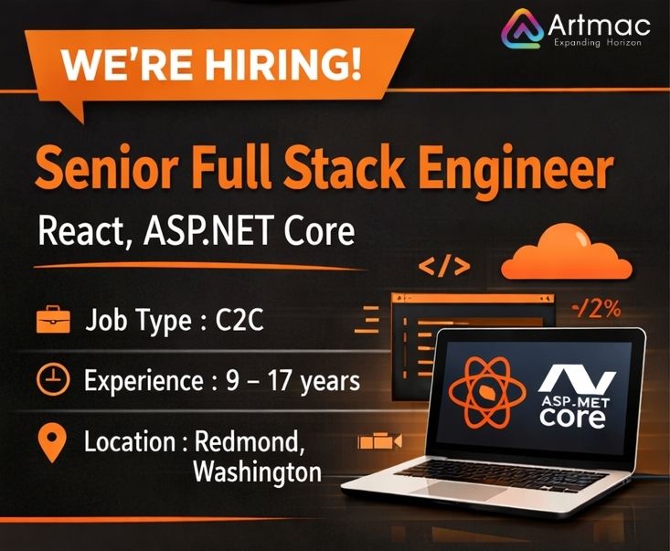Artmacsoft's tweet photo. We are #Hiring for #USA #Positions

#JobTitle : #Senior #Full #Stack #Engineer – #React, #ASPDotNETCore

#Location : #Redmond, #Washington 

https://t.co/qEgXHIIHWi https://t.co/iCwaiWMRMi