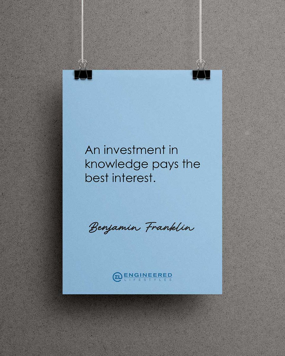 EngLifestyles's tweet image. “An investment in knowledge pays the best interest.” ~ Benjamin Franklin

The more you grow, the more your business grows. Never stop learning.

#EntrepreneurGrowth #LifelongLearning #BusinessWisdom #InvestInYourself #SuccessPrinciples