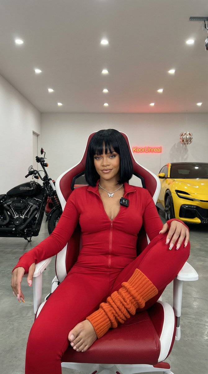 Gamer Girl in Garage with Sports Cars example 4