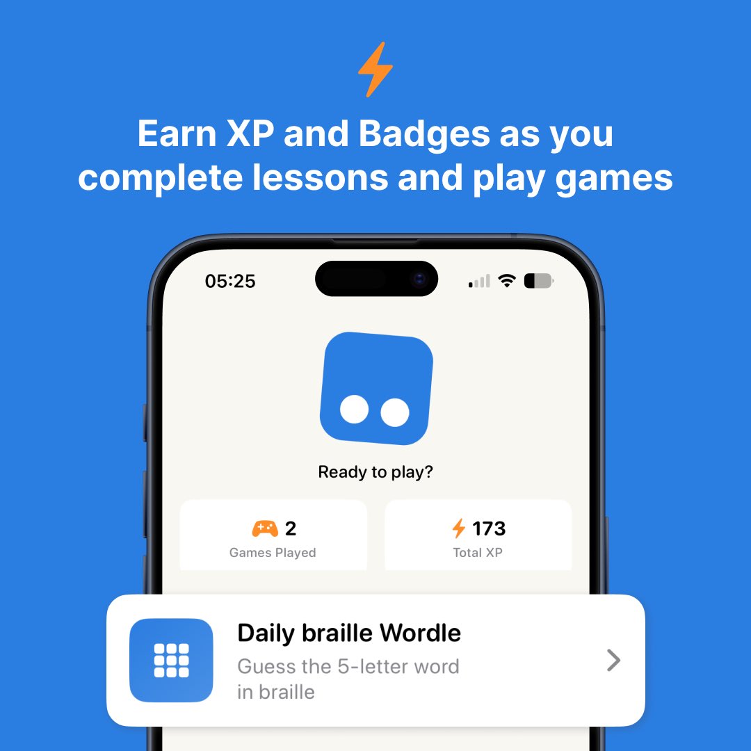 paigebraille's tweet photo. The app takes learners from the braille alphabet to contractions.

Track your progress with XP and stars, and practise braille entry using a keyboard or Paige Connect. https://t.co/8aPASrhSkN