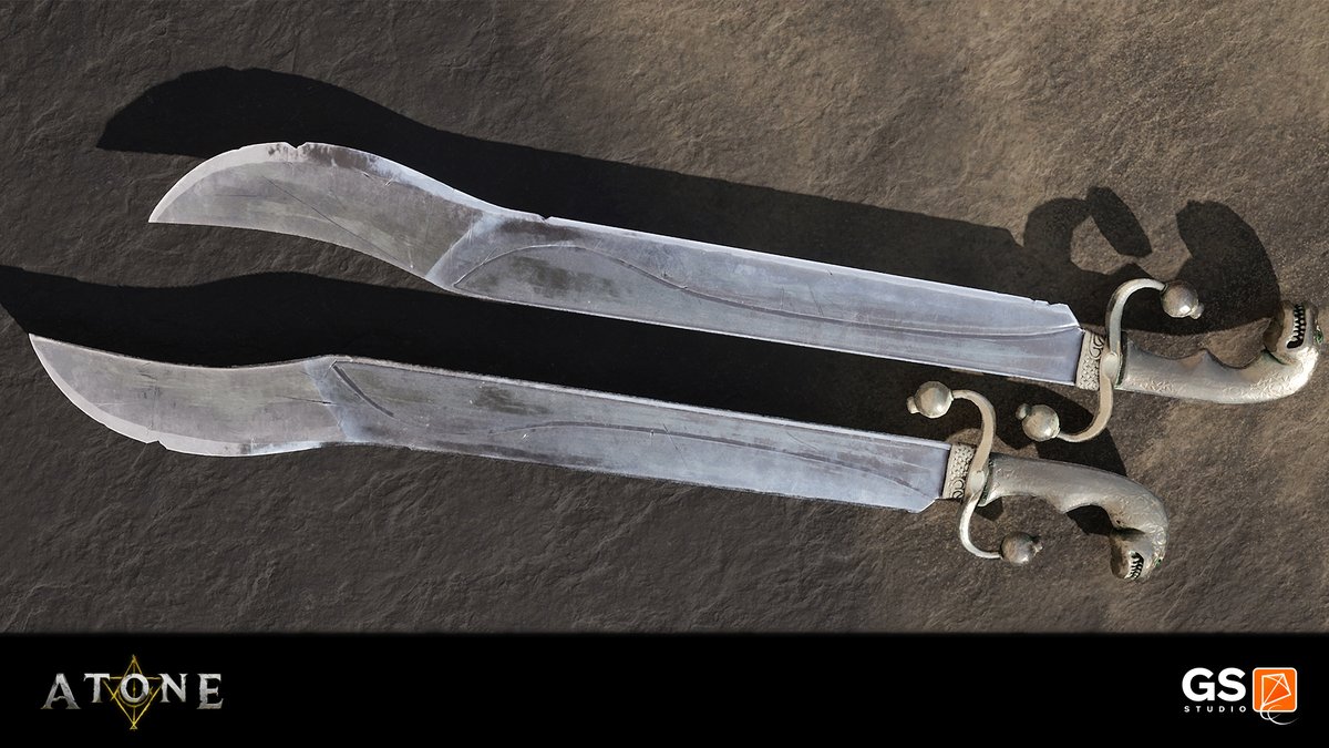 GameSpaceStudio's tweet photo. Fighting tools. 

Which one would you pick? 

And thinking back, in which game did you truly love the weapons you were using, and their "effect"?

#GameDev #GameArt #WeaponDesign #GameDevelopment #sword #shield #cerimonialknife #ancientsword #Weapons #Epicfight #GSStudio https://t.co/HP1ajcKbuP