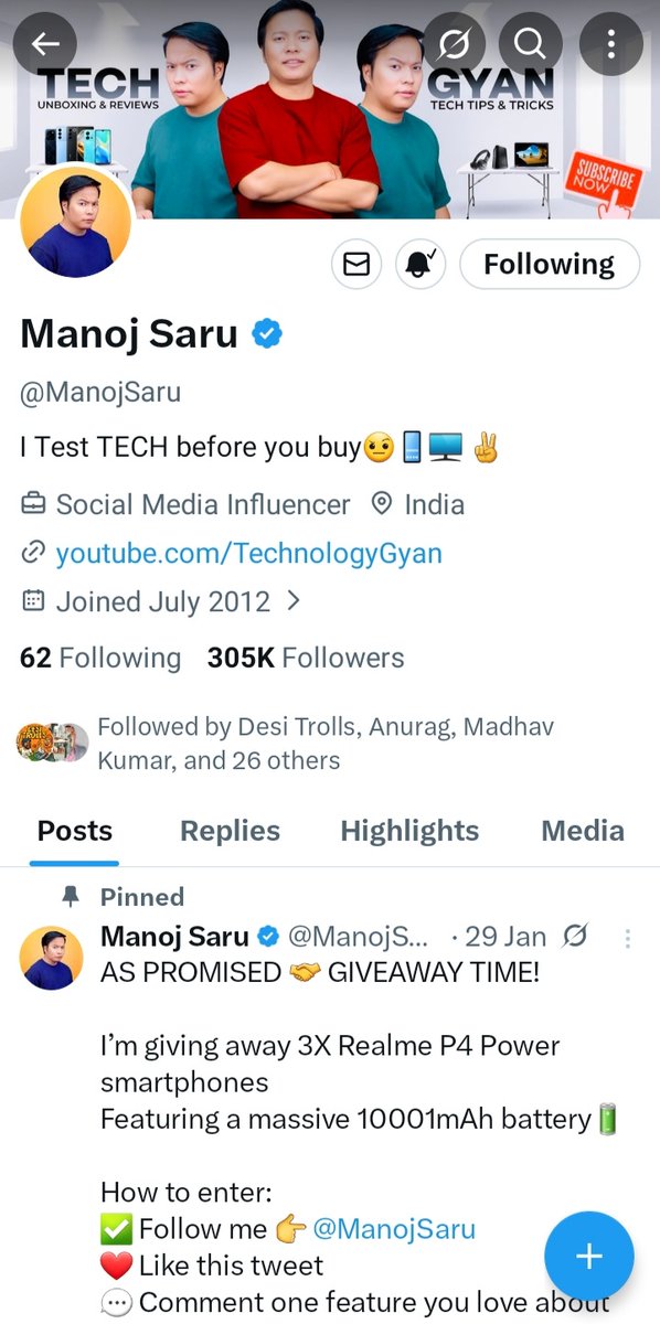 woofsunny's tweet photo. @ManojSaru massive 10001mAh battery is insane
That's the feature I love most.
Tagging friends 
@devilll68 
@awara159 
@emperor_59 
#realmeP4Power #TechnologyGyan
( Already following @ManojSaru liked the tweet, retweeted with #realmeP4Power #TechnologyGyan and commented on  YouTube video ) https://t.co/psEpC69Zbj
